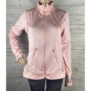 Tangerine Women’s Athletic Jacket Small Pink Full Zip Vented Thumbholes Pockets